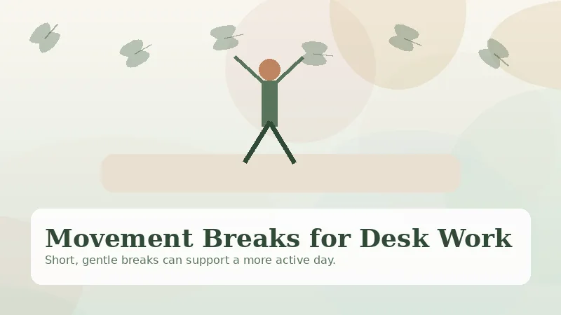 Illustration of gentle movement breaks for desk work