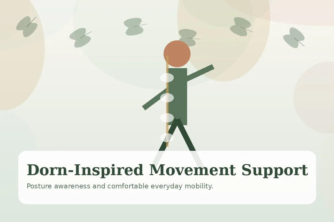 Adult practising gentle posture-aware Dorn-inspired movement