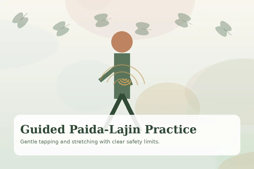 Adult demonstrating guided Paida-Lajin tapping and stretching practice