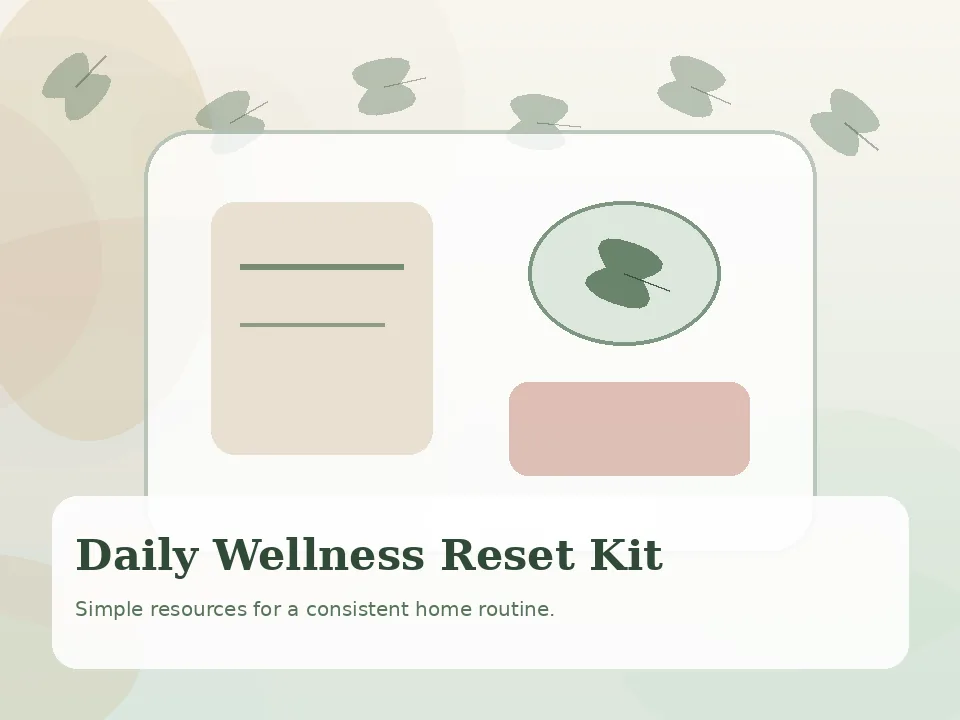 Illustrated flat lay of a daily home wellness kit